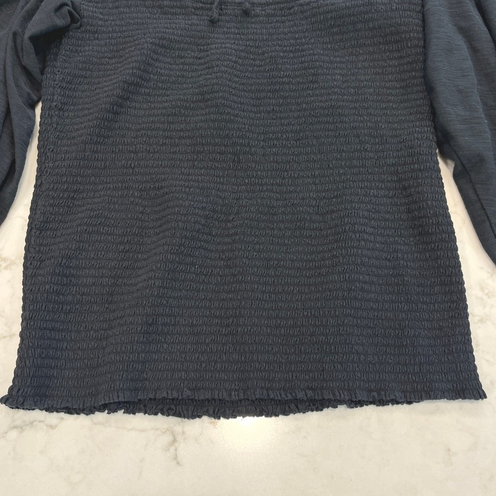 Nation LTD Abrielle Femme Cut-Out Top Womens M Black Smocked Puff 3/4 Sleeve - Picture 6 of 8